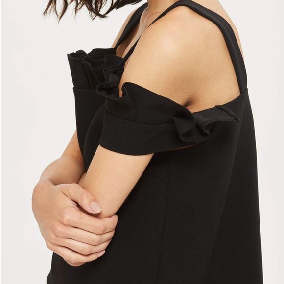 Topshop bardot pleat ruffle top black new - Picture 4 of 4